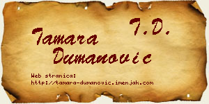 Tamara Dumanović vizit kartica